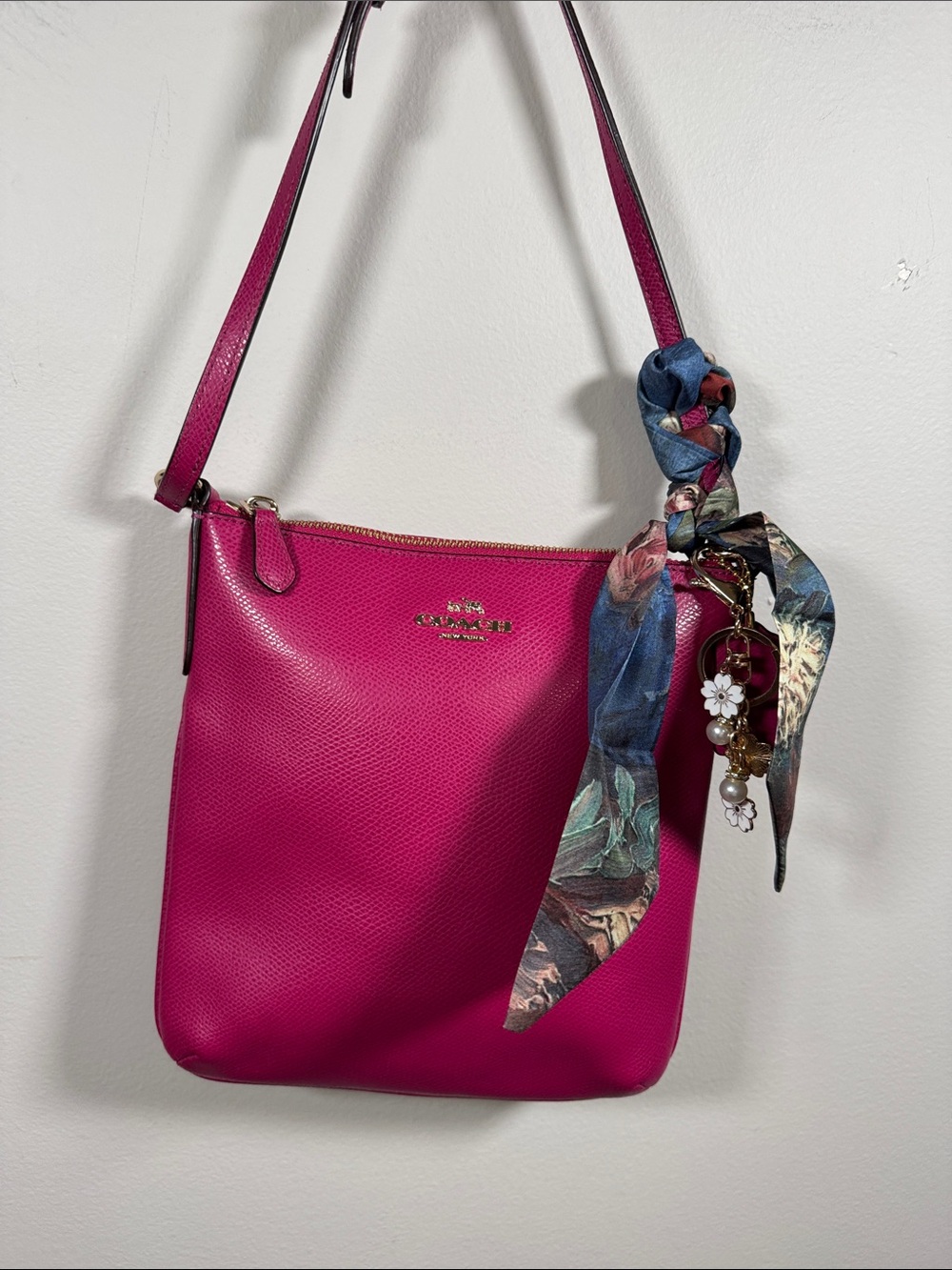 Coach Hot Pink Leather Crossbody Bag Gold Hardware